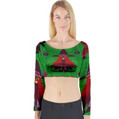 Lady Panda In Everglades Long Sleeve Crop Top