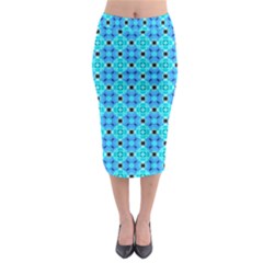 Vibrant Modern Abstract Lattice Aqua Blue Quilt Midi Pencil Skirt by DianeClancy