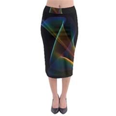 Abstract Rainbow Lily, Colorful Mystical Flower  Midi Pencil Skirt