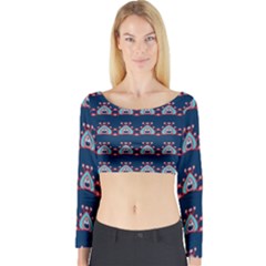 Hearts Pattern                                                      Long Sleeve Crop Top by LalyLauraFLM