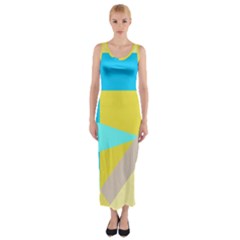 Blue Yellow Shapes                                                        Fitted Maxi Dress