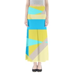 Blue Yellow Shapes          Women s Maxi Skirt