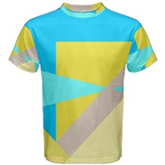 Blue Yellow Shapes                                                        Men s Cotton Tee by LalyLauraFLM