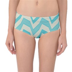 Blue Waves Pattern                                                         Mid-waist Bikini Bottoms