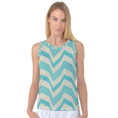 Blue Waves Pattern                                                         Women s Basketball Tank Top