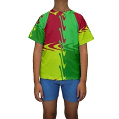 Wavy Shapes                                                          Kid s Short Sleeve Swimwear