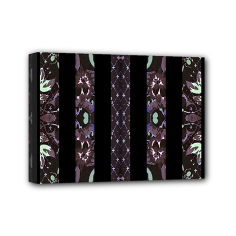 Oriental Floral Stripes Mini Canvas 7  X 5  by dflcprints