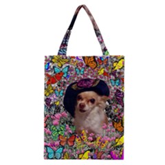 Chi Chi In Butterflies, Chihuahua Dog In Cute Hat Classic Tote Bag by DianeClancy