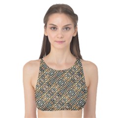 Cobblestone Geometric Texture Tank Bikini Top