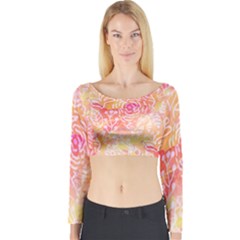 Sunny Floral Watercolor Long Sleeve Crop Top