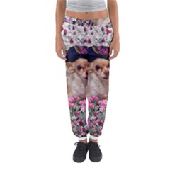 Chi Chi In Flowers, Chihuahua Puppy In Cute Hat Women s Jogger Sweatpants by DianeClancy