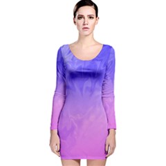 Ombre Purple Pink Long Sleeve Velvet Bodycon Dress by BrightVibesDesign