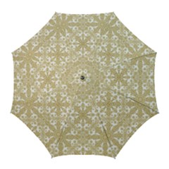 Golden Floral Boho Chic Golf Umbrellas by dflcprints