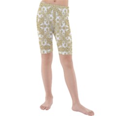 Golden Floral Boho Chic Kid s Mid Length Swim Shorts