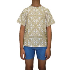 Golden Floral Boho Chic Kid s Short Sleeve Swimwear