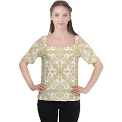 Golden Floral Boho Chic Women s Cutout Shoulder Tee