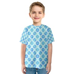 Pastel Turquoise Blue Retro Circles Kid s Sport Mesh Tee