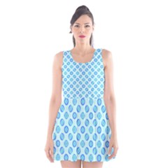 Pastel Turquoise Blue Retro Circles Scoop Neck Skater Dress