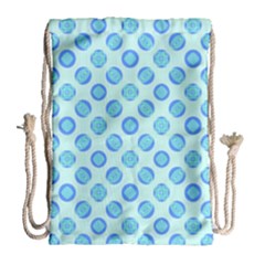 Pastel Turquoise Blue Retro Circles Drawstring Bag (large)