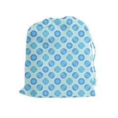 Pastel Turquoise Blue Retro Circles Drawstring Pouches (extra Large)