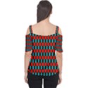 Black red rectangles pattern                                                          Women s Cutout Shoulder Tee View2