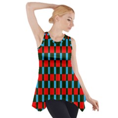 Black Red Rectangles Pattern                                                          Side Drop Tank Tunic