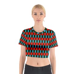 Black Red Rectangles Pattern                                                          Cotton Crop Top