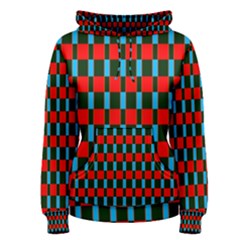 Black Red Rectangles Pattern                                                          Women s Pullover Hoodie