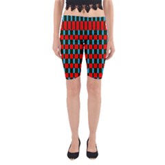 Black Red Rectangles Pattern                                                          Yoga Cropped Leggings