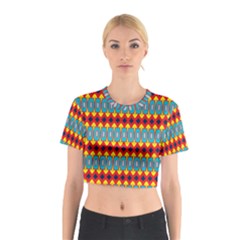 Rhombus And Other Shapes Pattern                                                            Cotton Crop Top by LalyLauraFLM