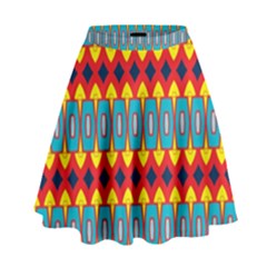 Rhombus And Other Shapes Pattern                                                              High Waist Skirt