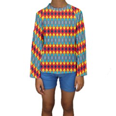 Rhombus And Other Shapes Pattern                                                             Kid s Long Sleeve Swimwear