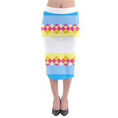 Rhombus And Stripes                                                               Midi Pencil Skirt