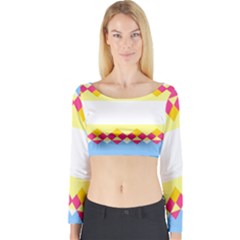 Rhombus And Stripes                                                             Long Sleeve Crop Top