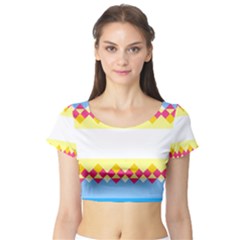 Rhombus And Stripes                                                             Short Sleeve Crop Top