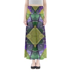 Purple Yellow Stone Abstract Maxi Skirts