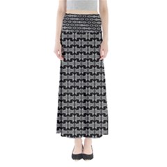 Black White Tiki Pattern Maxi Skirts