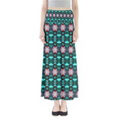 Fancy Teal Red Pattern Maxi Skirts