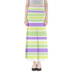 Yellow Purple Green Stripes Maxi Skirts