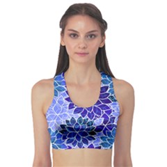 Azurite Blue Flowers Sports Bra by KirstenStar