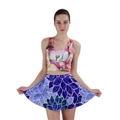 Azurite Blue Flowers Mini Skirt by KirstenStar