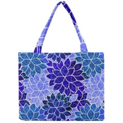 Azurite Blue Flowers Mini Tote Bag