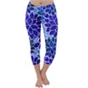 Azurite Blue Flowers Capri Winter Leggings  View1