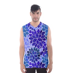 Azurite Blue Flowers Men s Basketball Tank Top