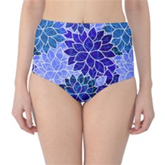 Azurite Blue Flowers High-waist Bikini Bottoms by KirstenStar