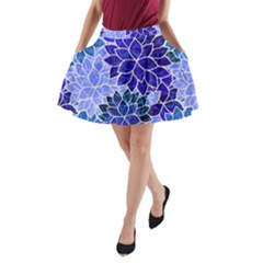 Azurite Blue Flowers A-line Pocket Skirt by KirstenStar