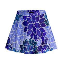 Azurite Blue Flowers Mini Flare Skirt by KirstenStar