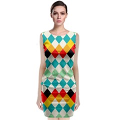 Rhombus Pattern                 Classic Sleeveless Midi Dress