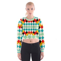 Rhombus Pattern                                                                Women s Cropped Sweatshirt by LalyLauraFLM