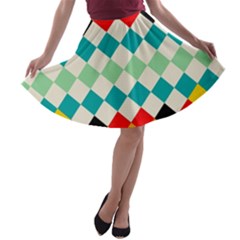 Rhombus Pattern                                                              A-line Skater Skirt